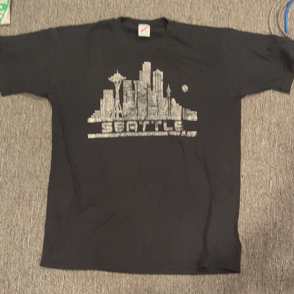 Jerzees Black Seattle Skyline Short Sleeve Tee